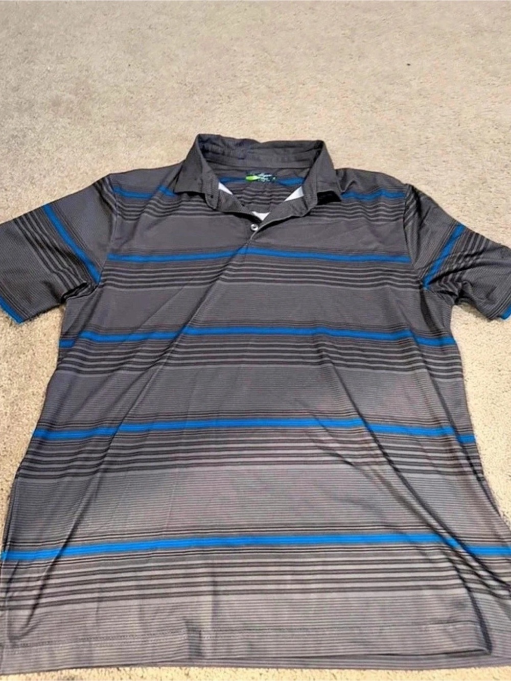 Original Penguin Men's Striped Polo in Gray & Blue